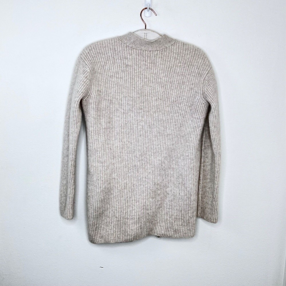 VINCE Womens Cashmere Wool Open Cardigan Ribbed Back & Sleeves Small Oat Sweater - Picture 3 of 5